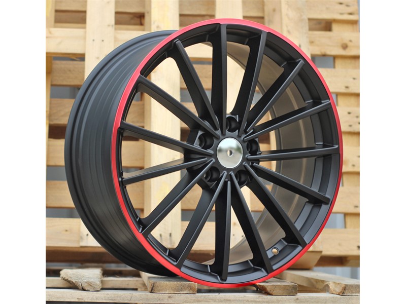 19X7.5 5X112 ET40 66.5 BLEACK_RED_LIP VW_R_LINE_0428