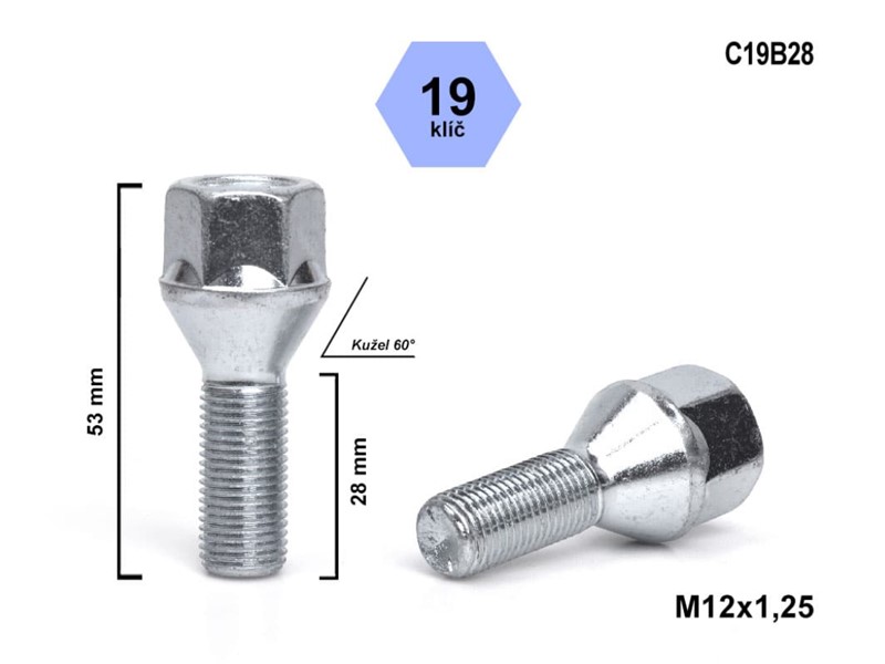 VIJAK 12X1.25X28GL19 KONUSNI